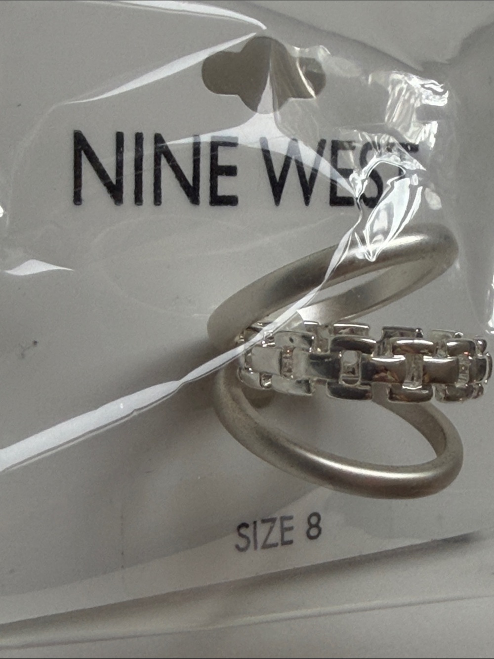 Nine West Silver Chain-Link Stackable Ring Set - Picture 6 of 6